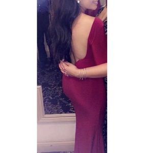 Burgundy long sleeve, long evening dress. Size S